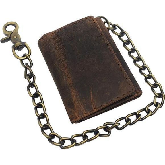 RFID-Blocking Leder-Portemonnaie Biker-Style – Langes Scheckbuch-Design In Schwarz, Braun, Tan
